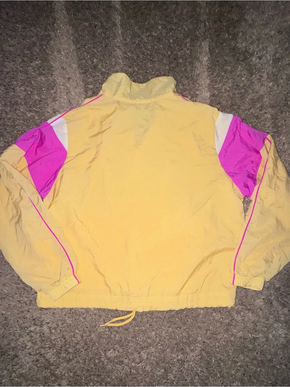 Vintage Nike 90’s Women's Yellow & Pink Quarter-Zip Windbreaker Jacket XS